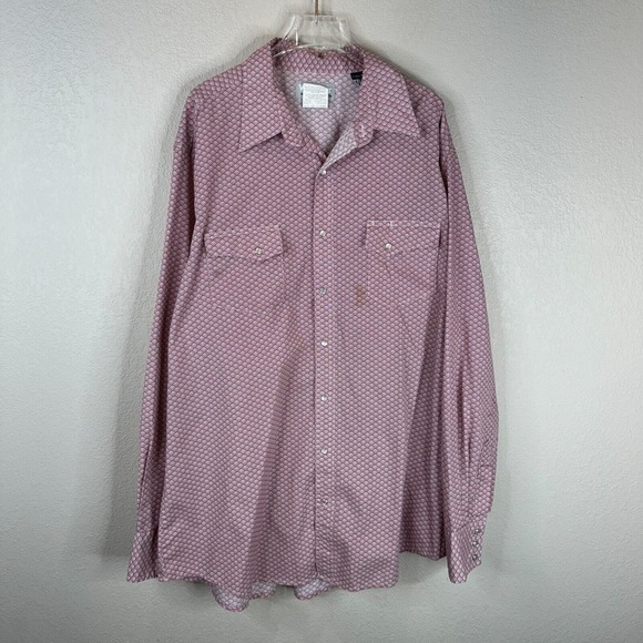 Wrangler Men's Geometric Print Snap Button Up Shirt Long Sleeve Red/Gray Size XL - Picture 1 of 14
